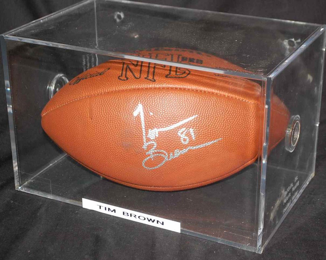 TIM BROWN AUTOGRAPHED FOOTBALL: OAKLAND RAIDERS # 81