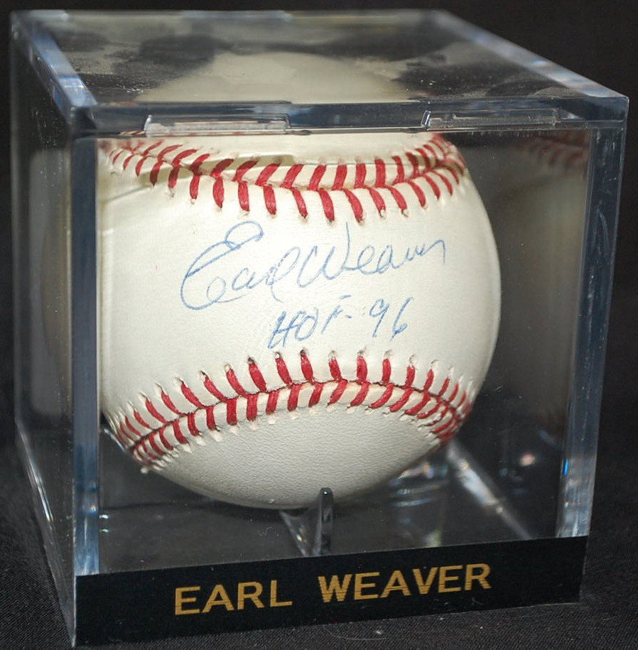 EARL WEAVER AUTOGRAPHED BASEBALL: HOF 96