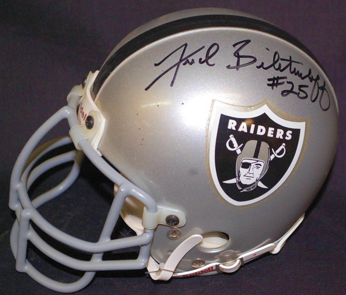 FRED BILITNEKOFF AUTOGRAPHED MINI HELMET: RAIDERS #25