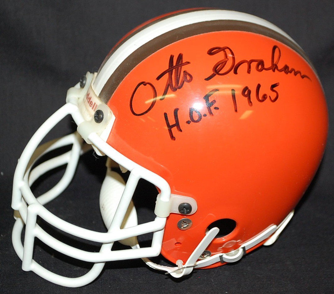 OTTO GRAHAM AUTOGRAPHED MINI FOOTBALL HELMET: HALL OF FAME 1965
