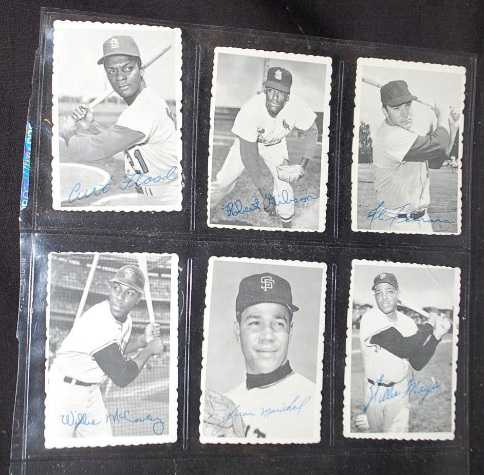 SIX AUTOGRAPHED BASEBALL PLAYERS PHOTOS: INCLUDING FERARA, BOB GIBSON, CURT FLOOD, WILLIE MAYS, MARICHAL, WILLIE McCOVEY, PART OF A 33 LIMITED EDITION PHOTO SET
