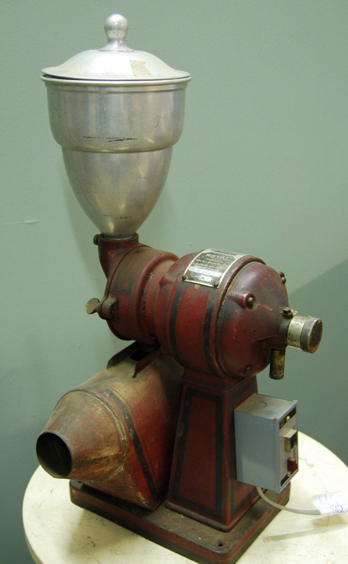 ROYAL ELECTRIC COFFEE GRINDER: COMPLETE WITH MATCHING HOPPER.