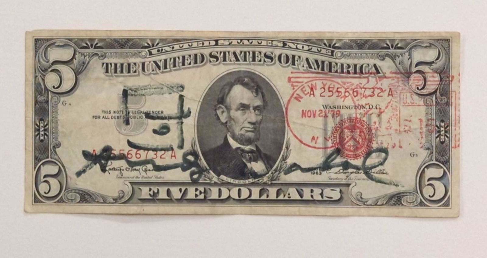 Signed Andy Warhol $5 Bill (1 of 3)