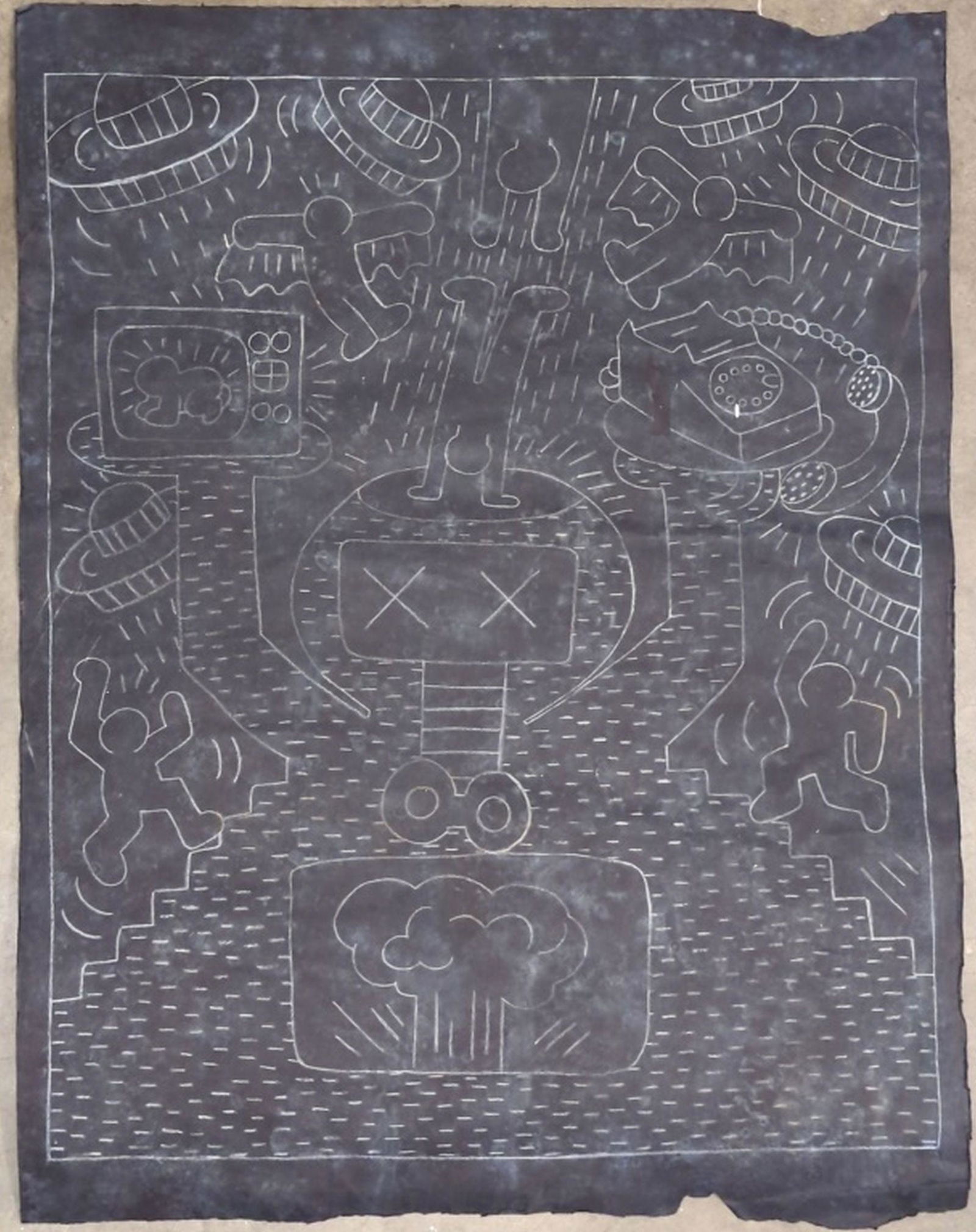 Original Chalk in Manner of Keith Haring 35 x 27" (1 of 7)
