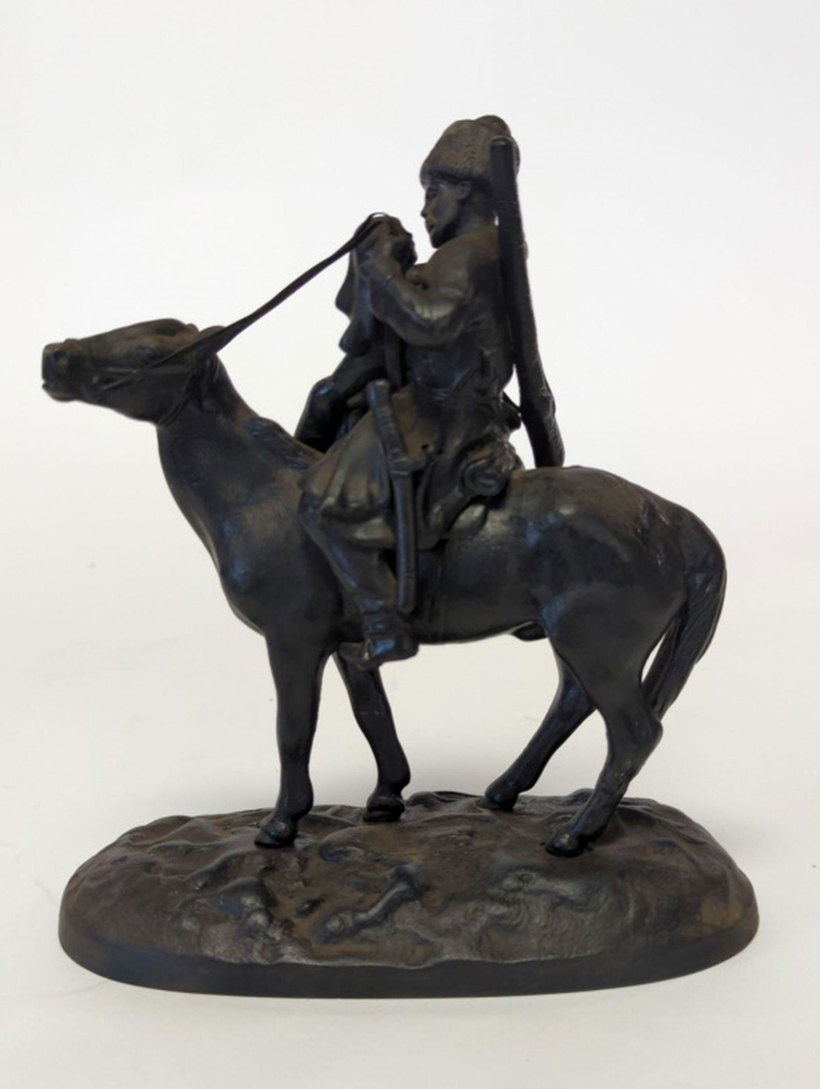 Russian Iron Sculpture "Cossack on Horseback" 8"H (1 of 9)