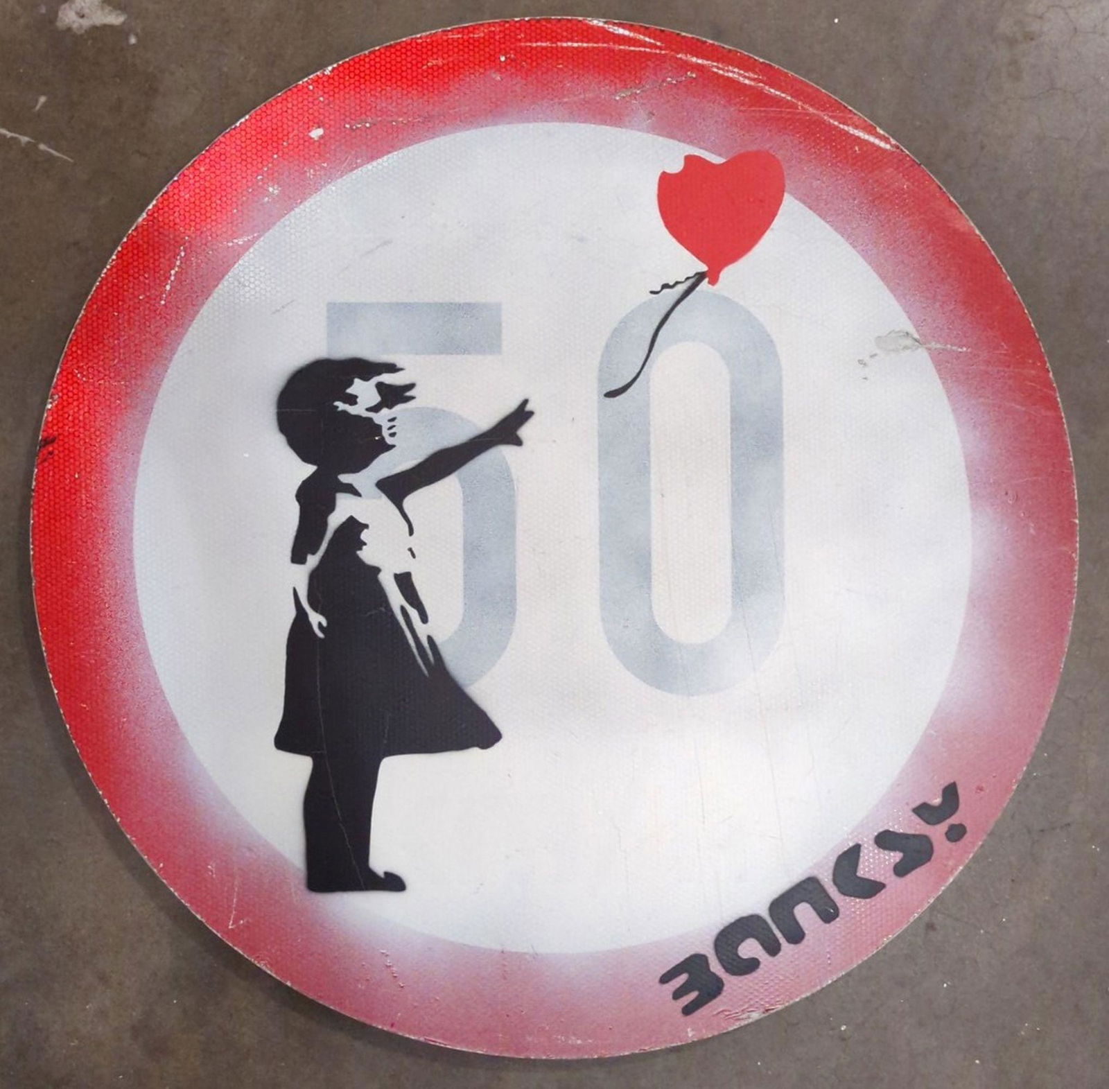 Graffiti Art Traffic Sign Girl with Balloon (1 of 5)