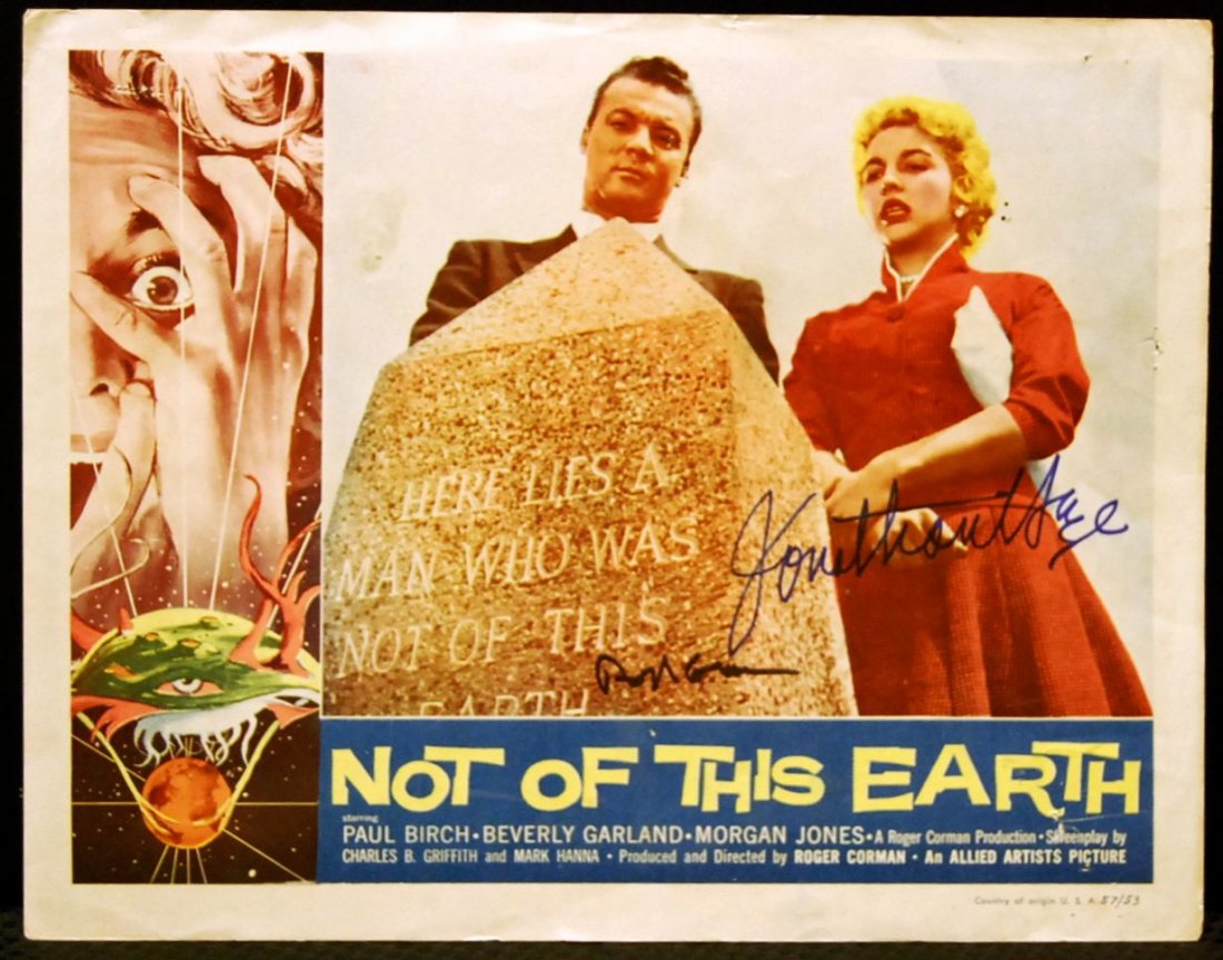 Autographed Movie Card From Not of This Earth: Movie Card from Sombrero autographed by Jonathan Haze and Roger Corman