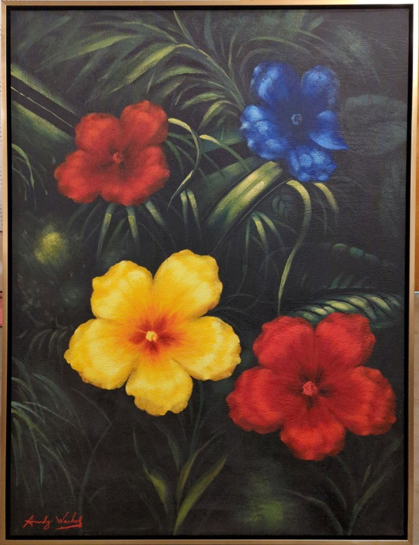48 x 36" Original in Manner of Andy Warhol, Canvas,COA: Stunning brilliant colors brought to you in this original oil on canvas, hand-signed original, in the manner of the world-renowned contemporary artist, Andy Warhol. This piece comes to you complete wi