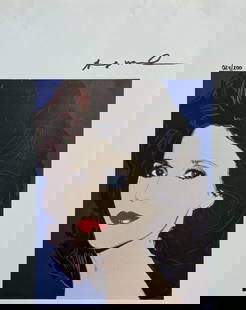 Andy Warhol Ltd Edition Print "Jane Fonda" COA: ANDY WARHOL: Hand signed limited edition print of Jane Fonda. This beautiful screen print has a very desirable low number (24/200) and is ink signed by the artist in the top right hand corner and numb