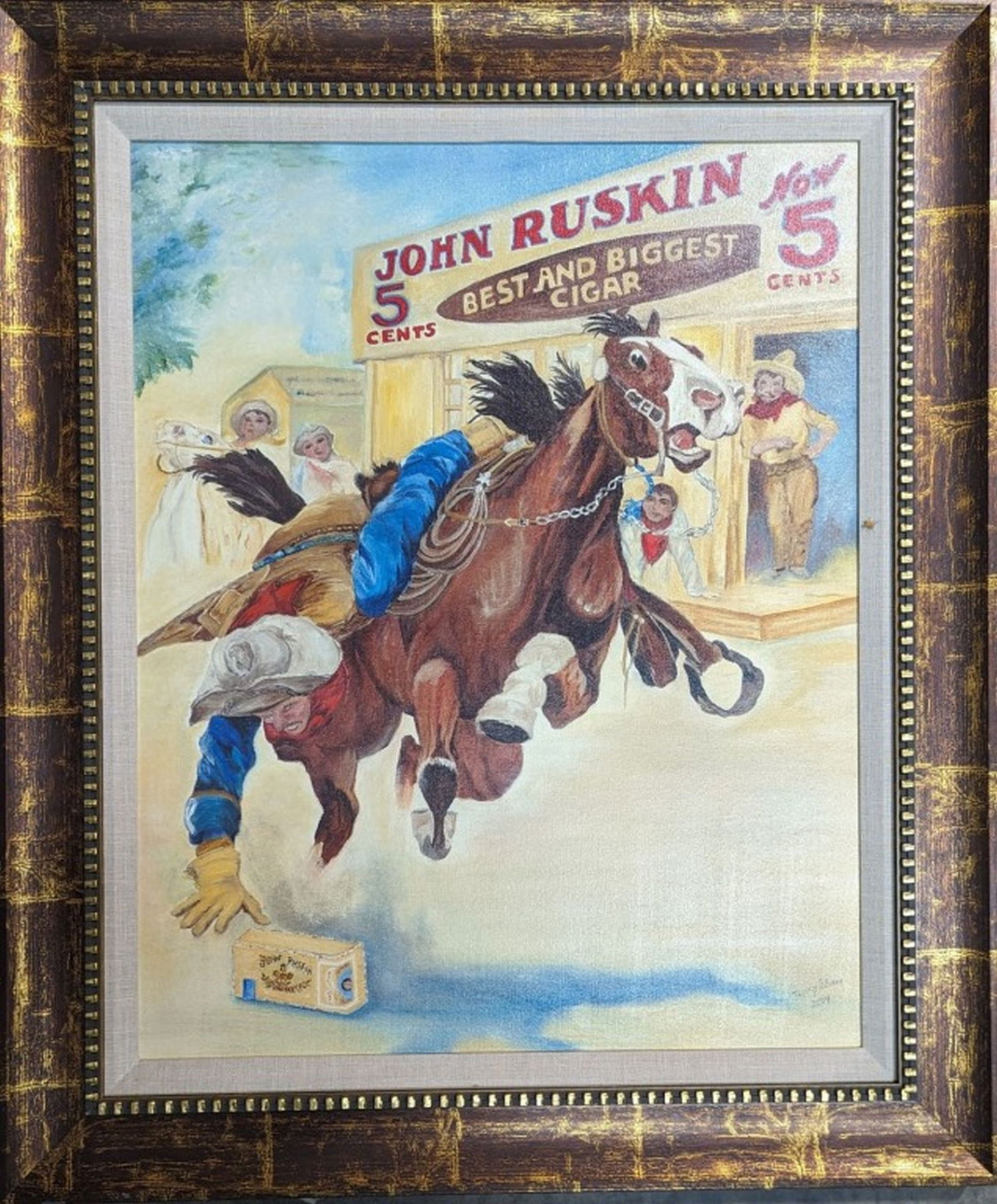 Original Cigar Advertising Wild West Painting (1 of 13)