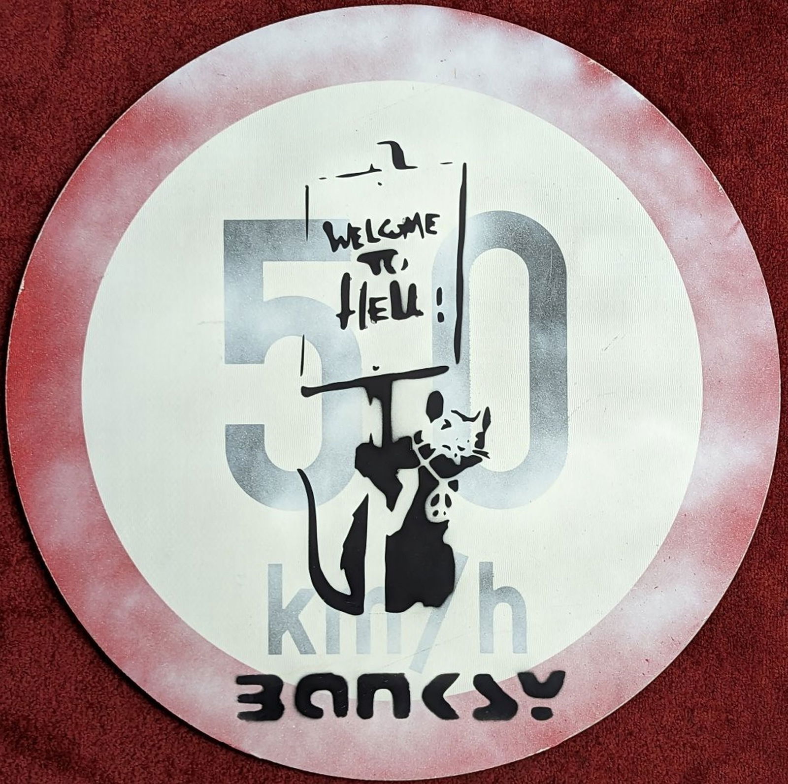 Graffiti Art Traffic Sign "Welcome to Hell" (1 of 5)