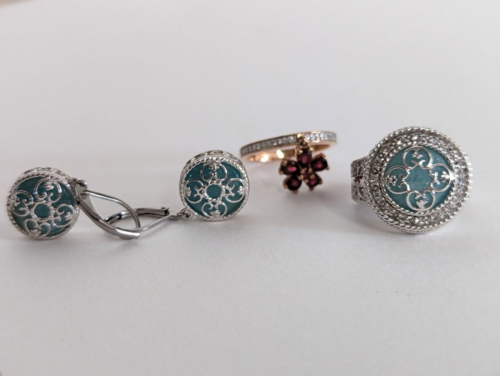 Antique Sterling Rings and Earrings (1 of 8)