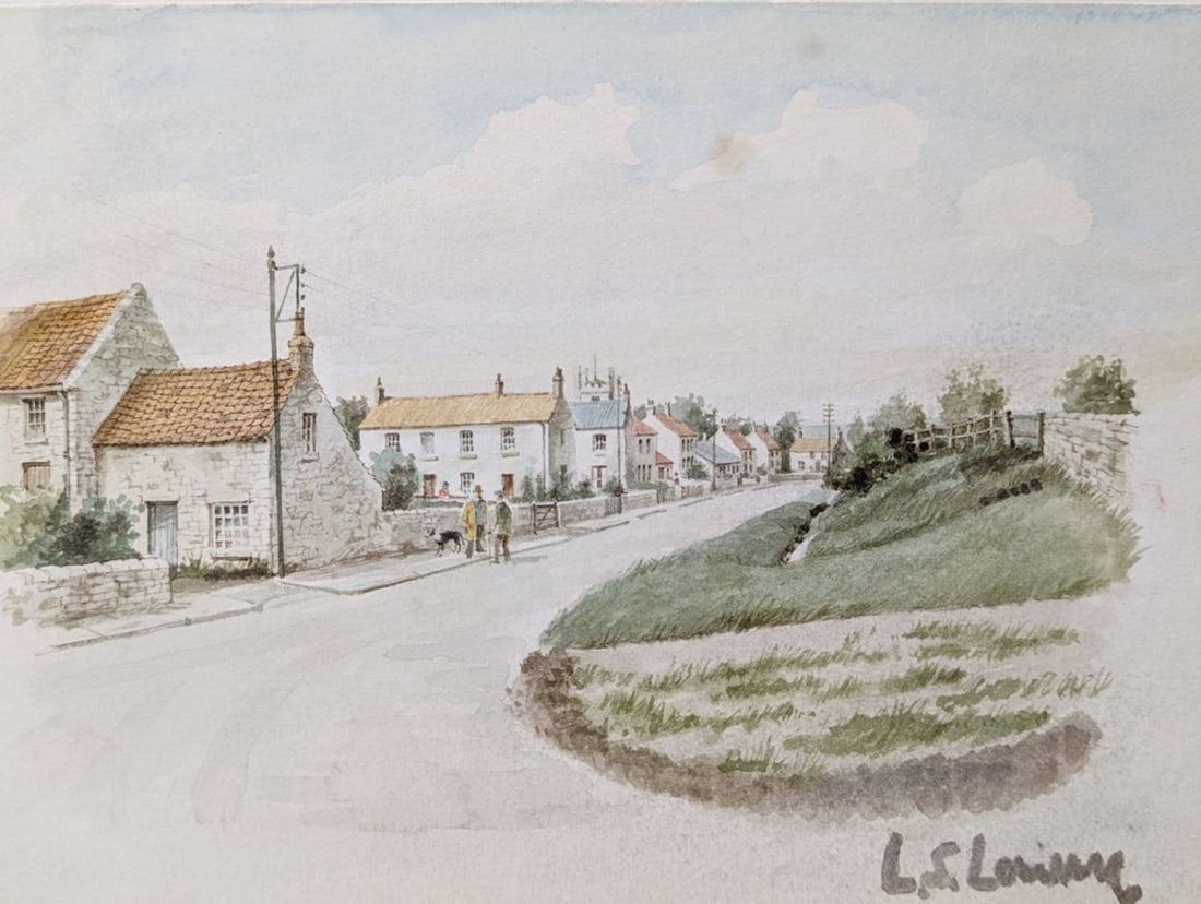 Original in the Manner of L. S. Lowry: Beautiful village with figures original painting in the manner of Laurence Stephen Lowry. Enjoy it every time you view it. We base this attribution on the same medium, style, subject, complexity, and
