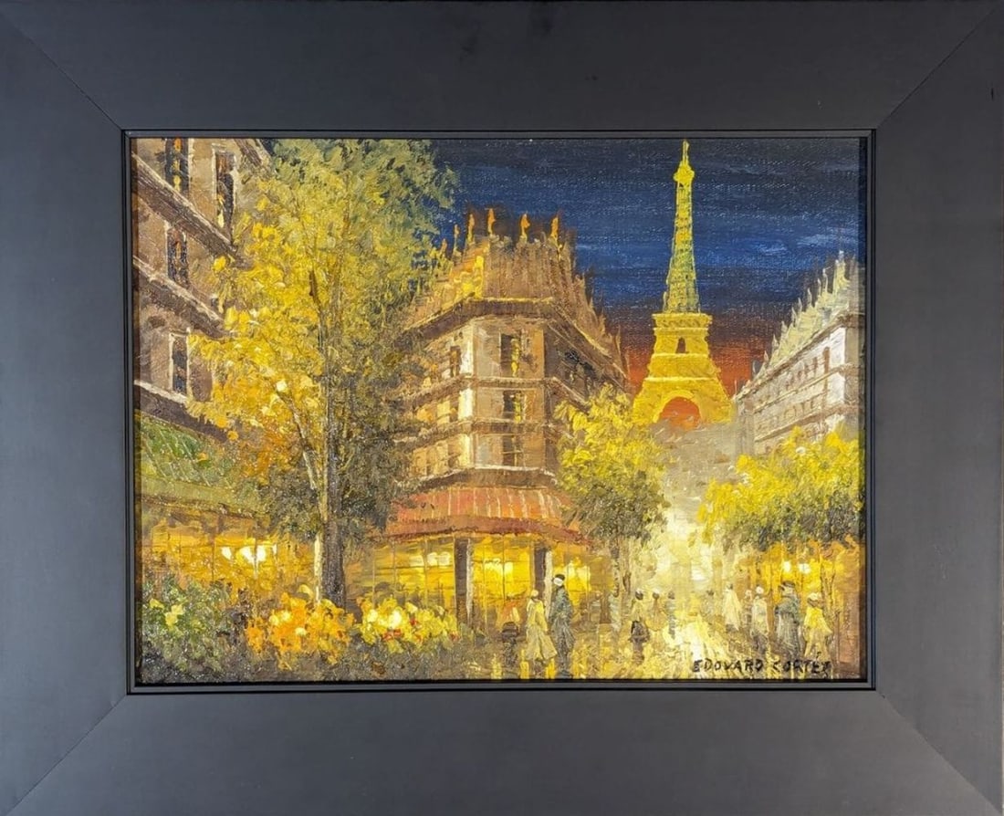 Original in Manner of Edouard Cortes: Amazing original cityscape of Paris the the famous post impressionism French painter Eduard Cortes is known for. This is a hand-signed original in the manner of Eduard Cortes. It is not a giclee or an