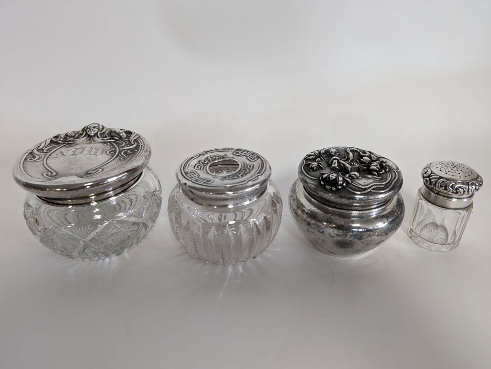 4 Pc Antique Sterling Silver Jar Set (1 of 10)