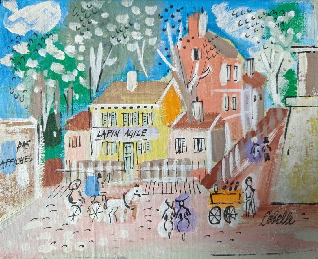 Charles Cobelle Original: Fun and lively original painting by French artist Charles Cobelle. Medium: Oil on canvas. Signature: lower right. Edition: Original, unique work. Size: 8 x 10 inches, no frame. Condition: Very goo. Ar