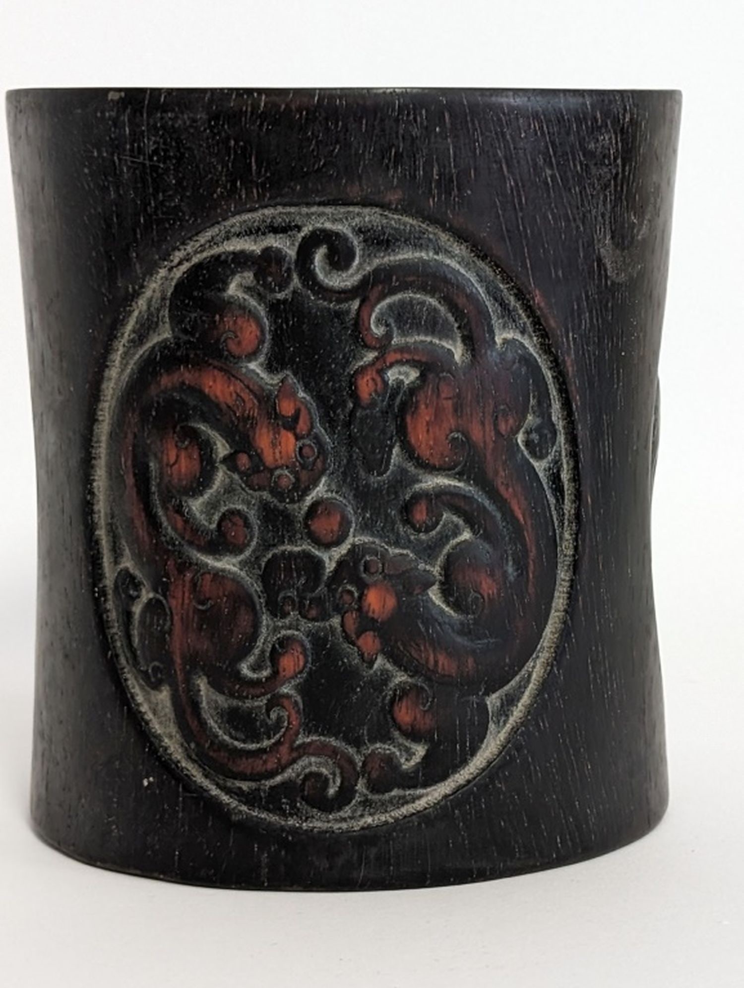 19thC Chinese Large Cat Brush Pot 5 5/8"H (1 of 7)