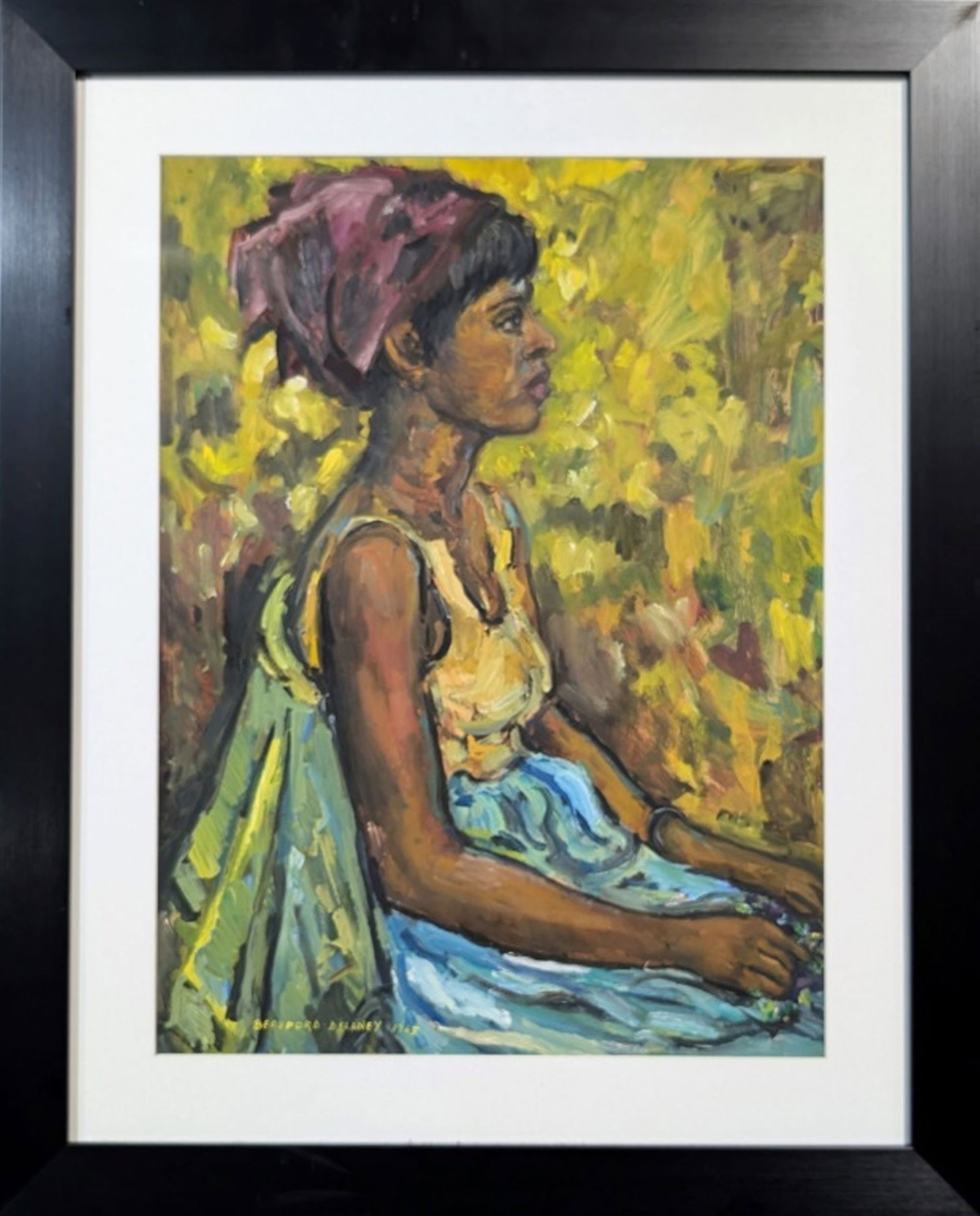 Original in Manner of Beauford Delaney 24 x 17": Original portrait painting in the manner of the American modernist painter Beauford Delaney. We base this attribution on the same medium, style, subject, complexity, and signature used by Delaney. Med