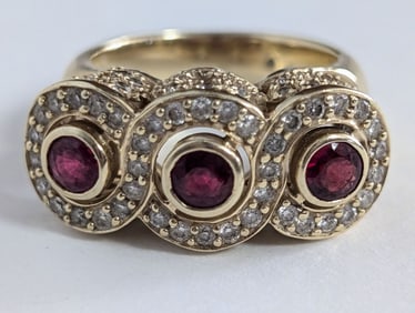 14K Yellow Gold Diamond Ruby Ring
