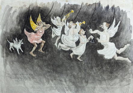 Original in the Manner of Lucile Blanch: Fun, ethereal, and imaginative Original in the manner of Lucile Blanch. We base this attribution on the same medium, style, subject, complexity, and signature used by Blanch. Size: 16.5 x 11.5 inches.