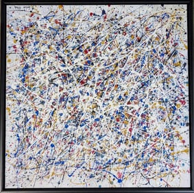 Original in Manner of Jackson Pollock, 31 x 31"