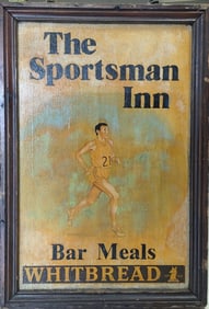 Antique Sportsmans Inn Pub Sign, 45 x 31"