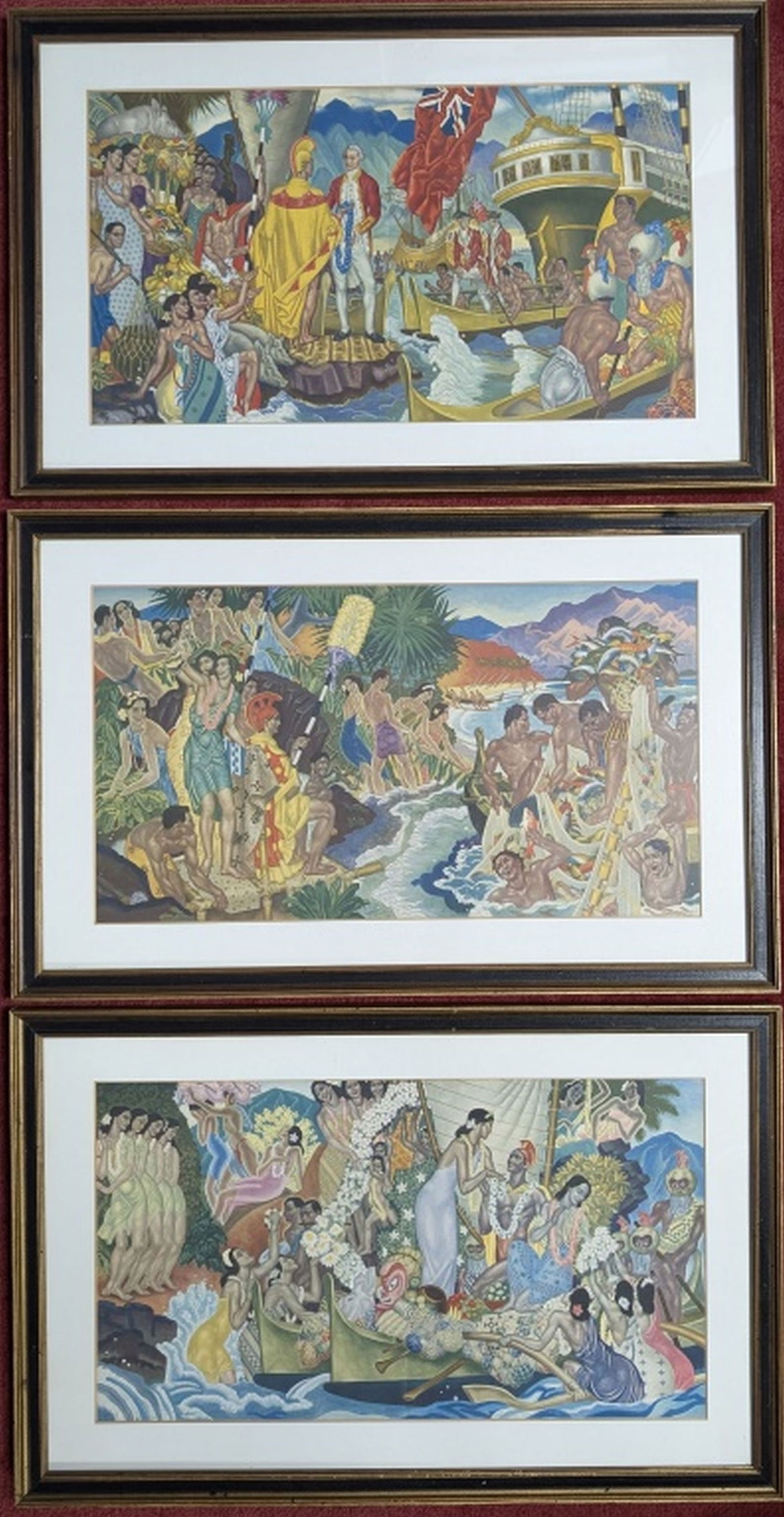 3- 1950s S.S. Lurline Hawaiian Cruise Ship Menu Covers by Eugene Savage (1 of 5)