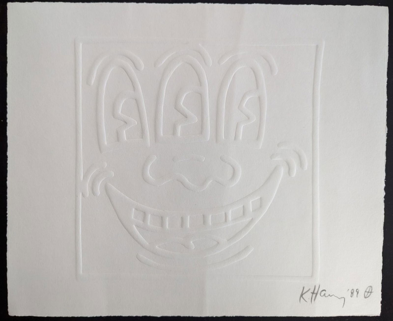 Keith Haring "White Icons Three Eyes" , Signed (1 of 7)