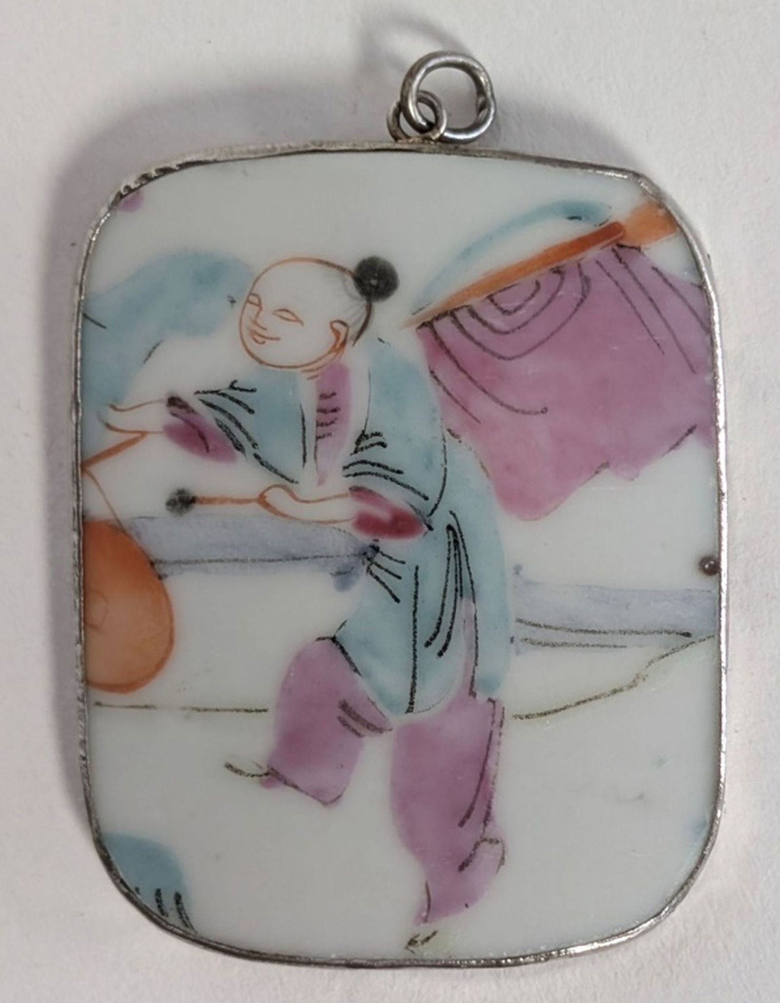 19thc Qing Dynasty Porcelain Pendant 2"H (1 of 7)