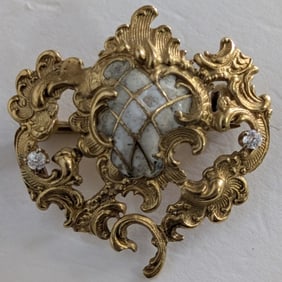 18K Gold, Diamond, Antique Brooch