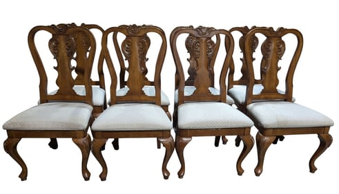 8 Walnut Finish French Style Dining Chairs