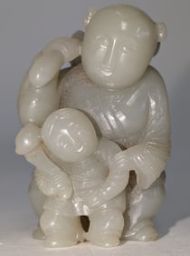 19thc Chinese Jade Carved Boys