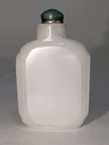 19thc Chinese White Jade Snuff Bottle 2.5"H