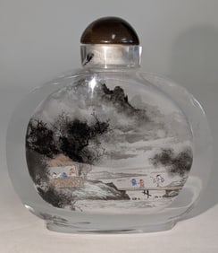 Antique Chinese Glass Snuff Bottle 3.5H"