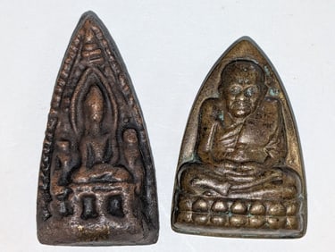 2- Antique Chinese Bronze Buddha Plaques