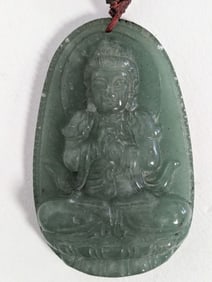 Antique Chinese Jade Buddha Pendant 2"H