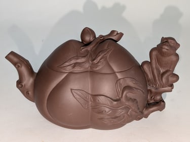 Antique Chinese Monkey Teapot 7.5"W