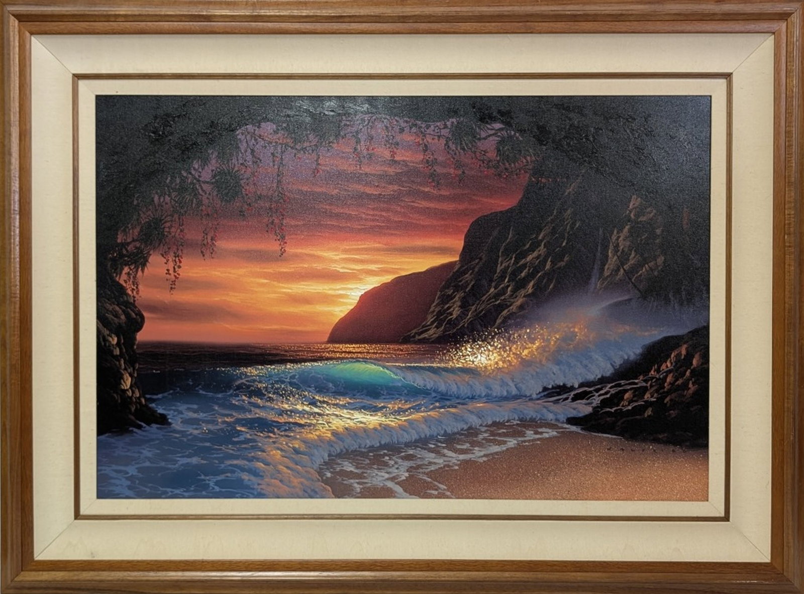 Walfrido Garcia "Color of Memories" 24 x 36": Amazing seascape by Filipino artist Walfrido Garcia. Medium: Giclee on canvas. Limited edition. Signature: Hand signed and numbered. Art: 24 x 36 in. Frame: 34 x 46 in. Very good condition. Expect to 