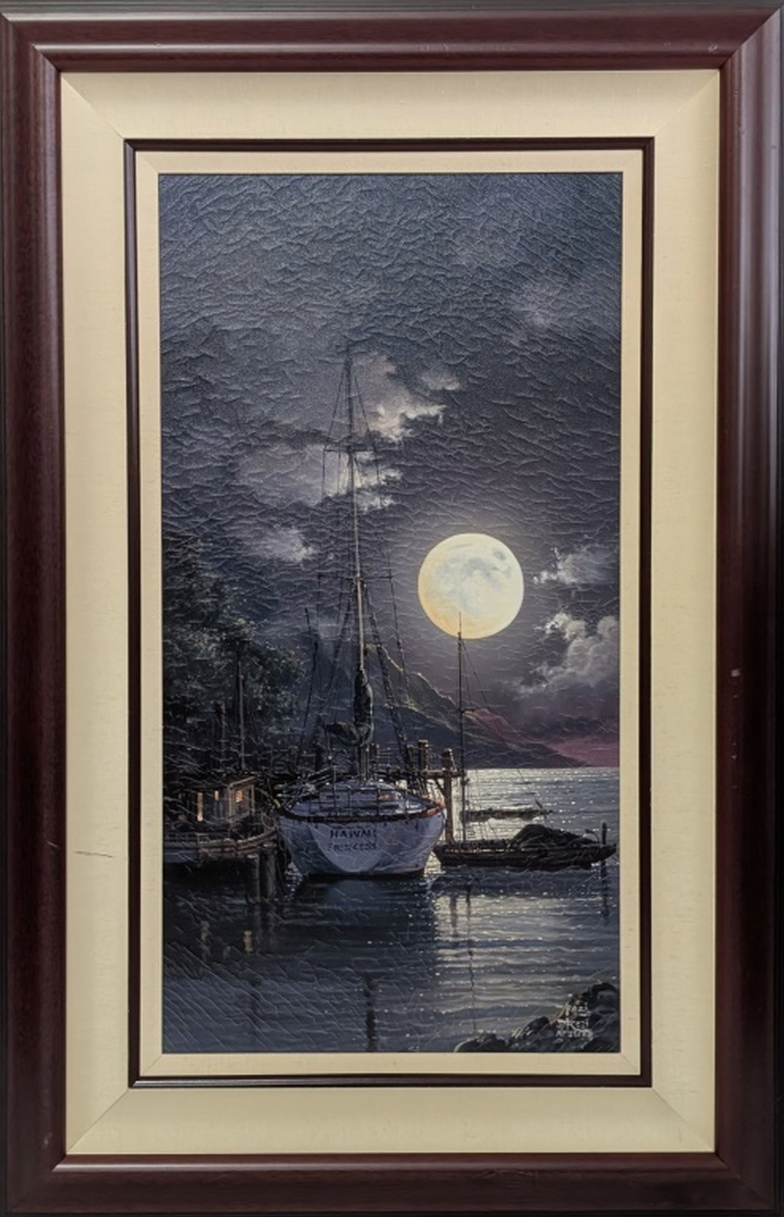 Arozi "Moonrise Fantasy" Artist's Proof, Canvas: Gorgeous giclee on canvas from the famous Filipino artist Arozi! Limited edition AP 25/25. Condition: Good appearance but craquelure overall. Signature: Hand signed and numbered lower right. Art: 30 x