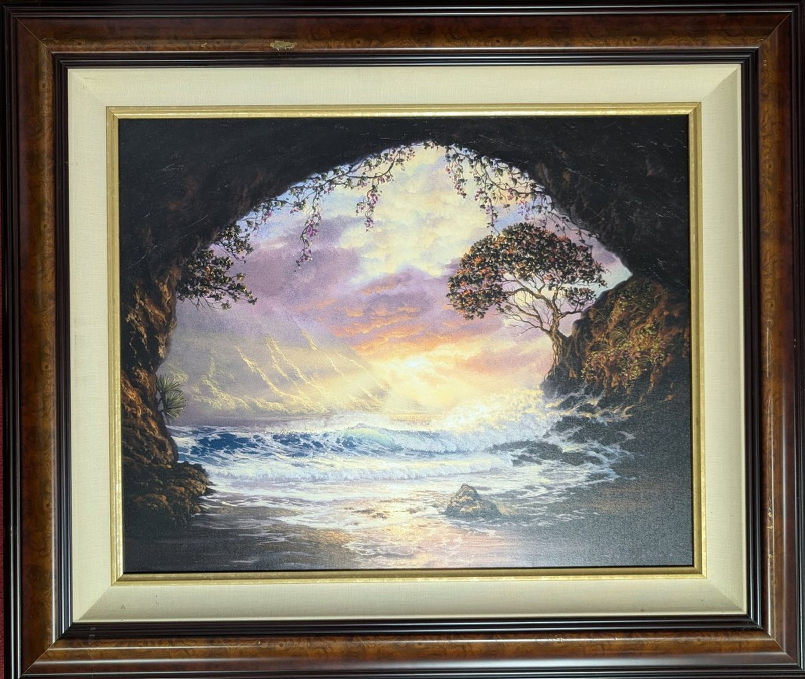 Walfrido Garcia "Hale Aloha" 24 x 30": Amazing seascape by Filipino artist Walfrido Garcia. Title: Hale Aloha. Medium: Giclee on canvas. Limited edition. Signature: Hand signed and numbered. Art: 24 x 30 in. Frame: 35 x 41 in. Very good co