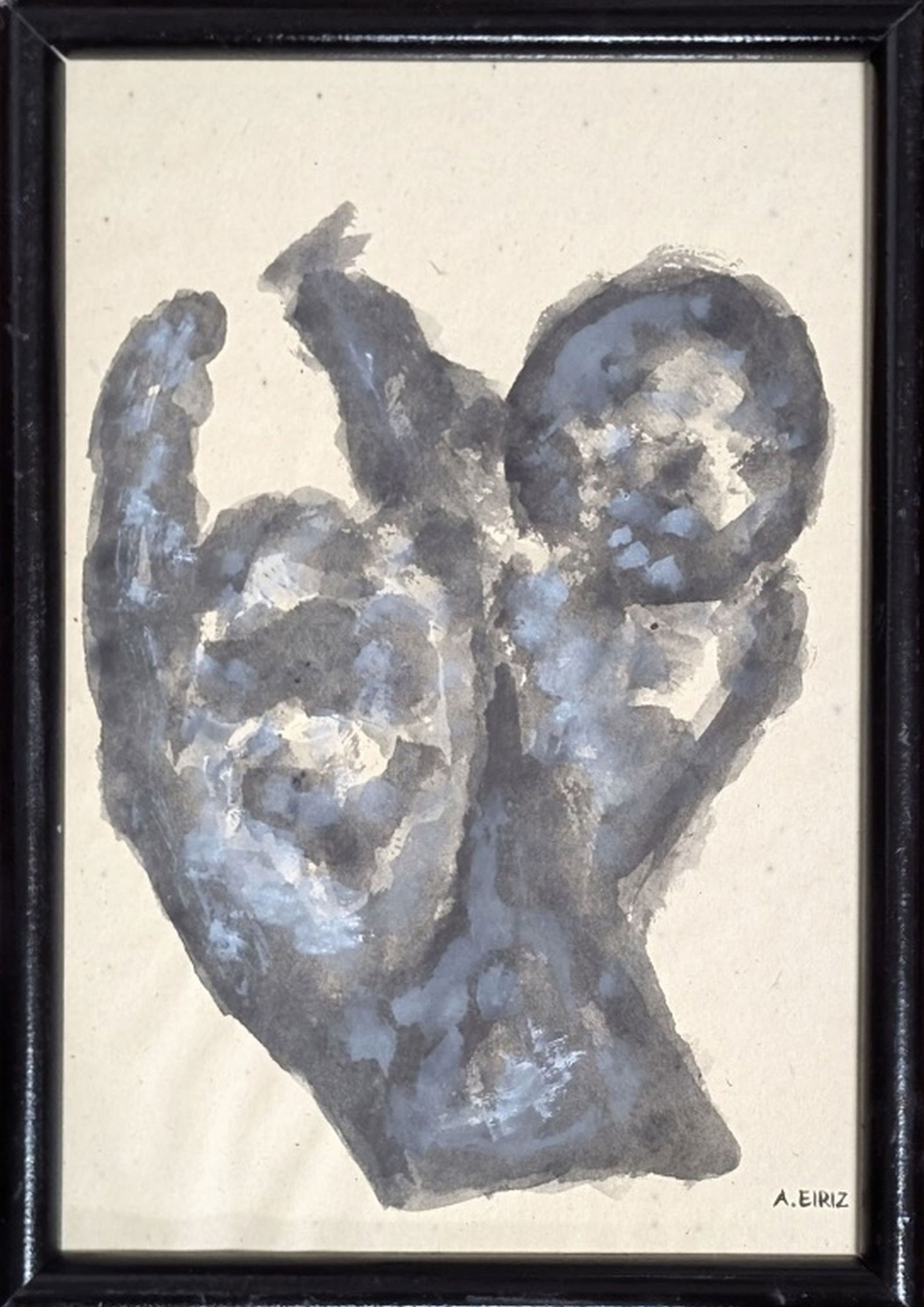 Original in the Manner of Antonia Eiriz: Amazing abstract original painting in the manner of Antonia Eiriz. We base this attribution on the same medium, style, complexity, and signature as used by Eiriz. Medium: Gouache on paper. Condition: