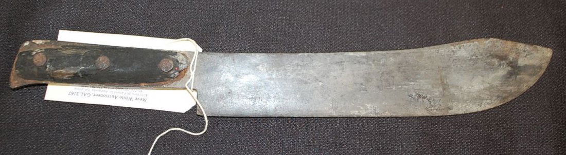 RARE 1865 CONFEDERATE MACHETE: REPORTED TO BE BROUGHT HOME TO KENTUCKY BY CONFEDERATE SOLDIER JOHN RICHMOND FROM CAMP IN MISSOURI AND KEPT IN THE FAMILY UNTIL COLLECTION WAS PURCHASED