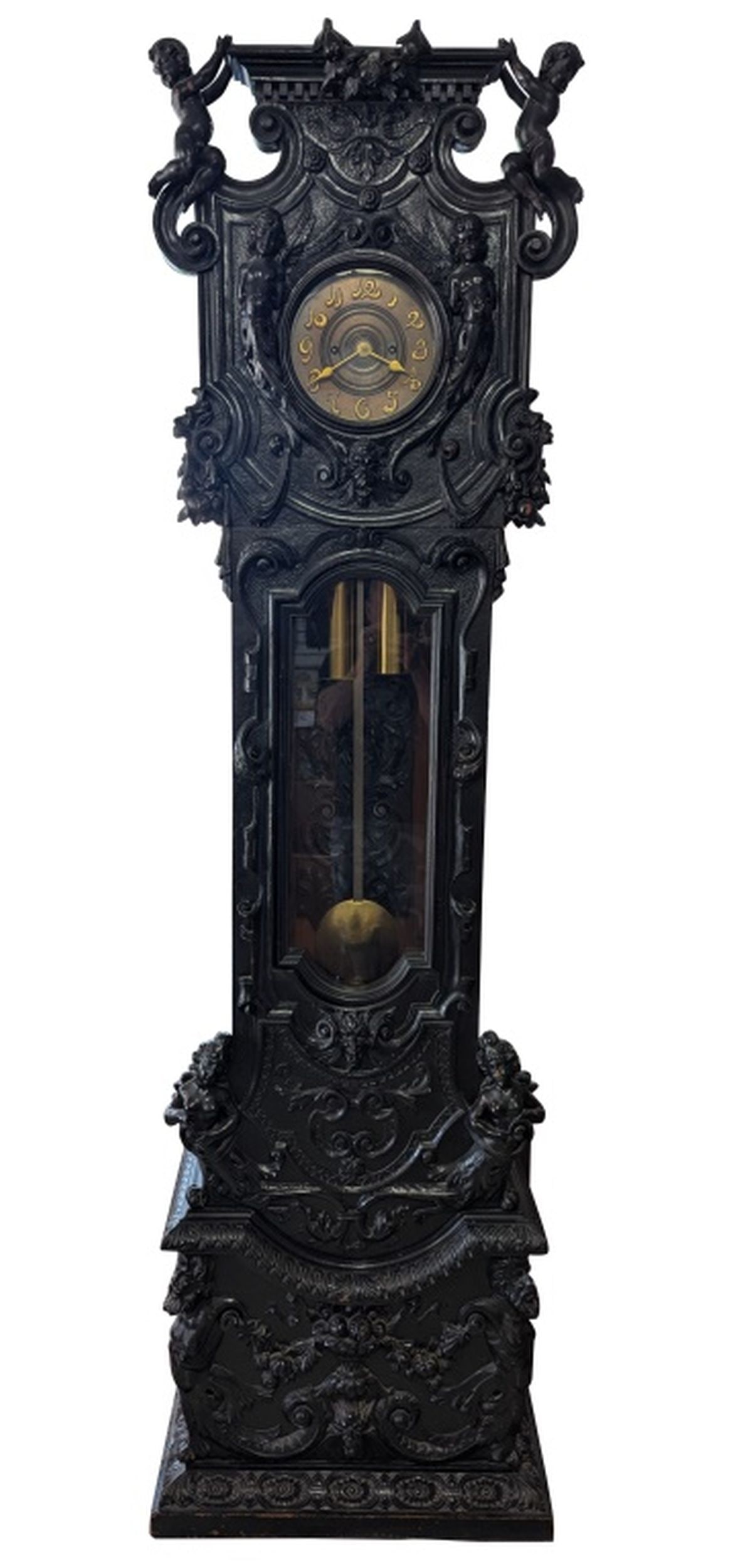 19thc Tiffany & Co. Victorian Carved Case Clock