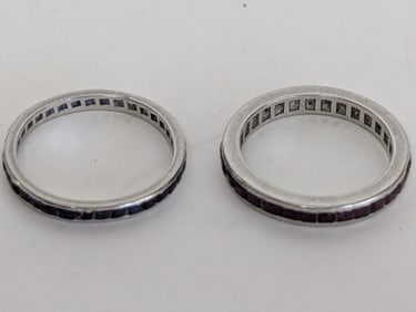 Pair of 18K White Gold Sapphire Ruby Rings