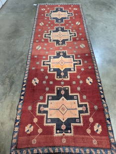 Azerbyjan Hand Knotted Runner Rug 4.2 x 11.6 ft: Beautiful Hand Knotted Rug! 4.2 x 11.6 ft. Retail $1400. Semi-antique 20 - 50 years old. In good condition and ready to use. May have some wear. We consider the photos to be the condition report.