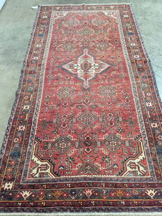 Hoseinabad Hand Woven Rug 4.9 x 9.3 ft: Beautiful Hand Knotted Rug! 4.9 x 9.3 ft. Retail $1500. Semi-antique 20 - 50 years old. In good condition and ready to use. May have some wear. We consider the photos to be the condition report.