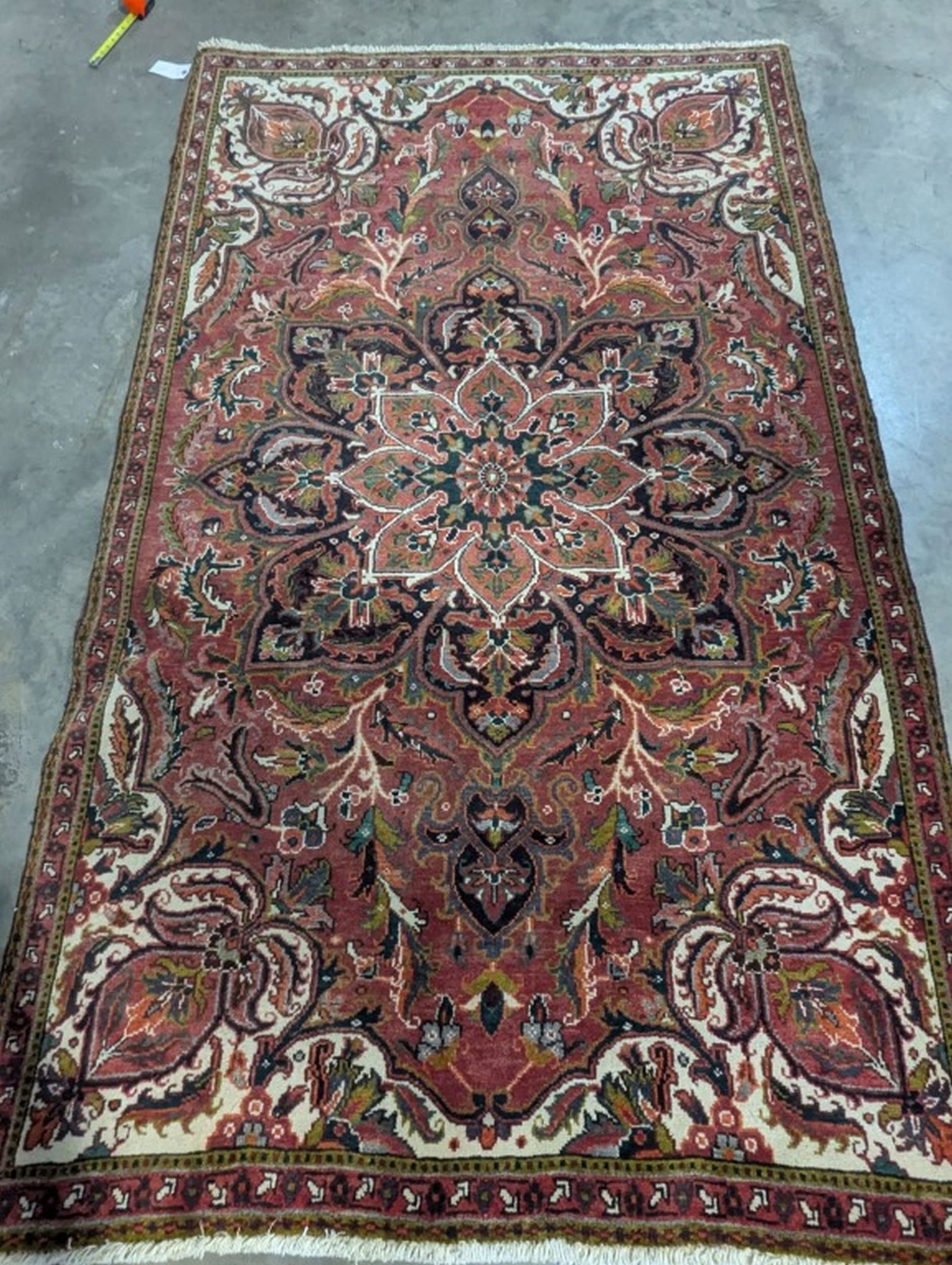 Ahar Hand Knotted Rug 4.8 x 7.10 ft: Beautiful Hand Knotted Rug! Rich and super thick pile. 4.8 x 7.10 ft. Retail $2500. Semi-antique 20 - 50 years old. In good condition and ready to use. May have some wear. We consider the photos to be