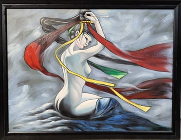 Original in Manner of Cedric Cazal Canvas 36 x 48"