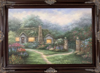Original in Manner of Thomas Kincade, 24 x 36"