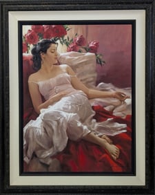 Richard S. Johnson, Lady in White Canvas, 40 x 30"